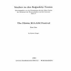 Itamar Singer - The Hittite KI.LAM festival, Volume 1 Itamar Singer - The Hittite KI.LAM festival, Volume 1